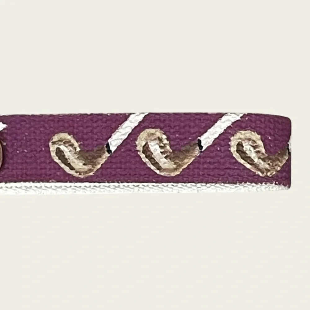 Hand Painted Golf Club Belt Mens 40 Leather‎ Strap Dad Artisan Unique Whimsical